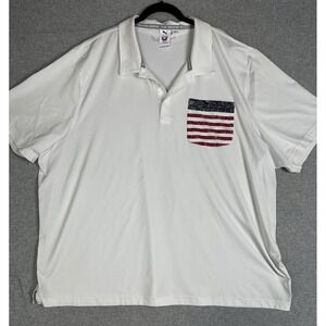 Puma Volition America Polo Shirt Mens 3XL‎ White Flag Pocket Patriotic Golf